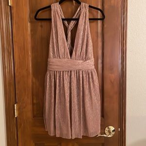 Lulus Rose Gold Ailey Skater Dress